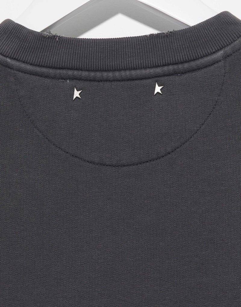 Grey Distressed Logo Cotton Sweater