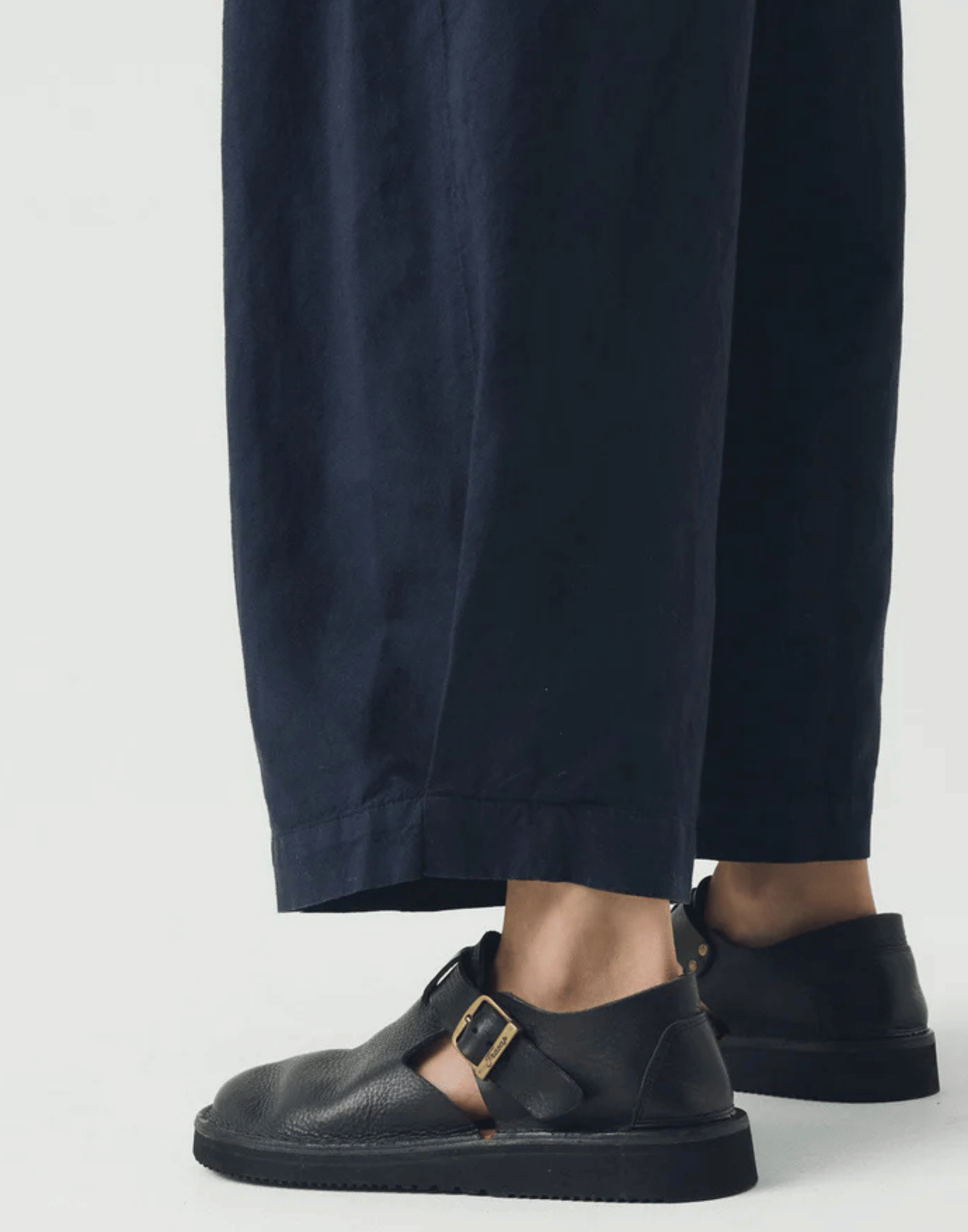 Anthracite Cotton & Linen Wide Leg Trousers