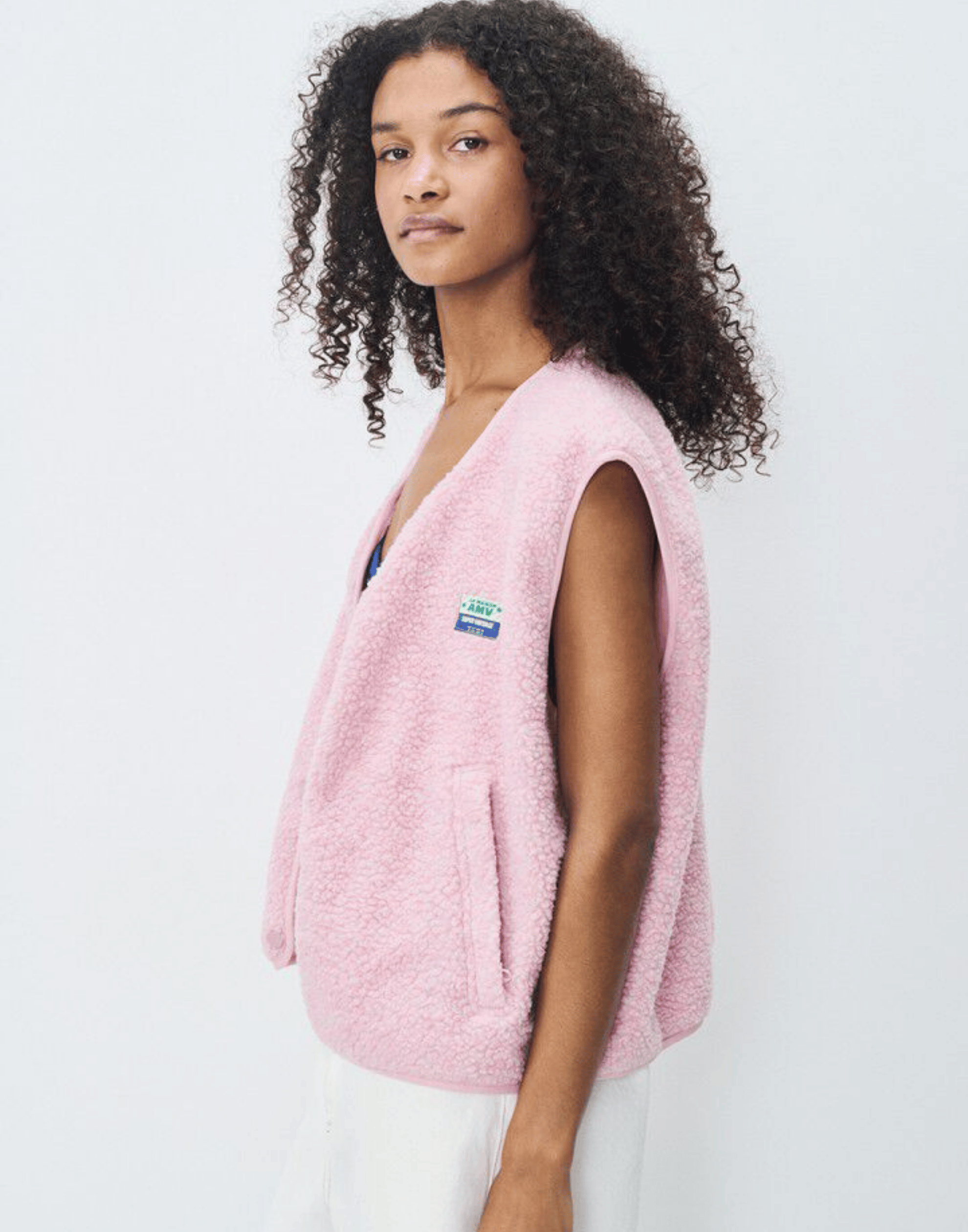 Light Pink Melange Faux Shearling Hocktown Vest