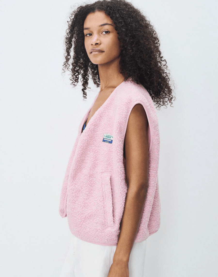 Light Pink Melange Faux Shearling Hocktown Vest