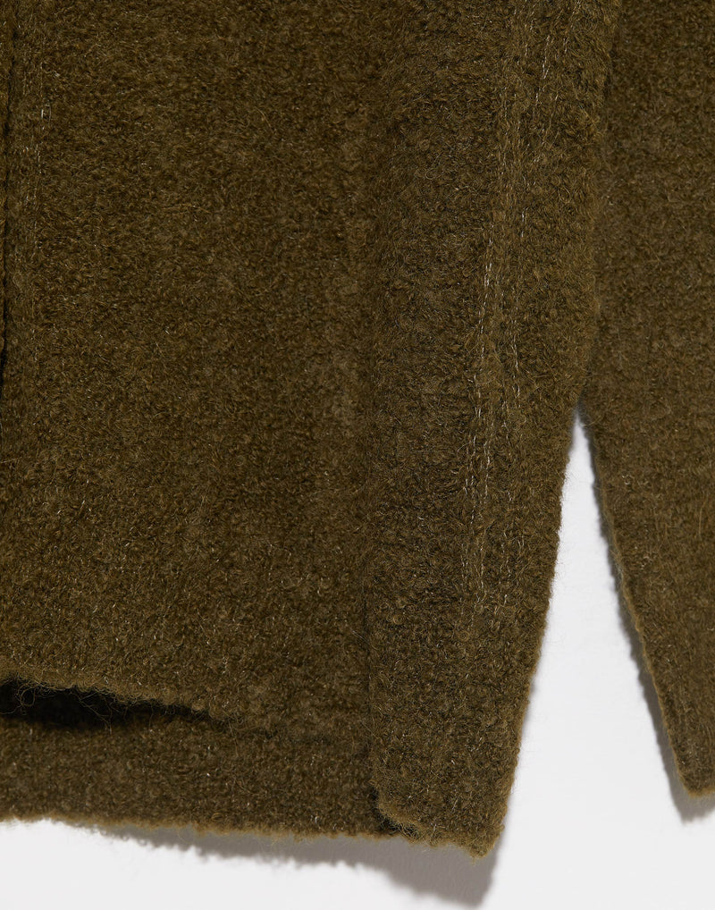 Khaki Alpaca Blend V Neck Cardigan