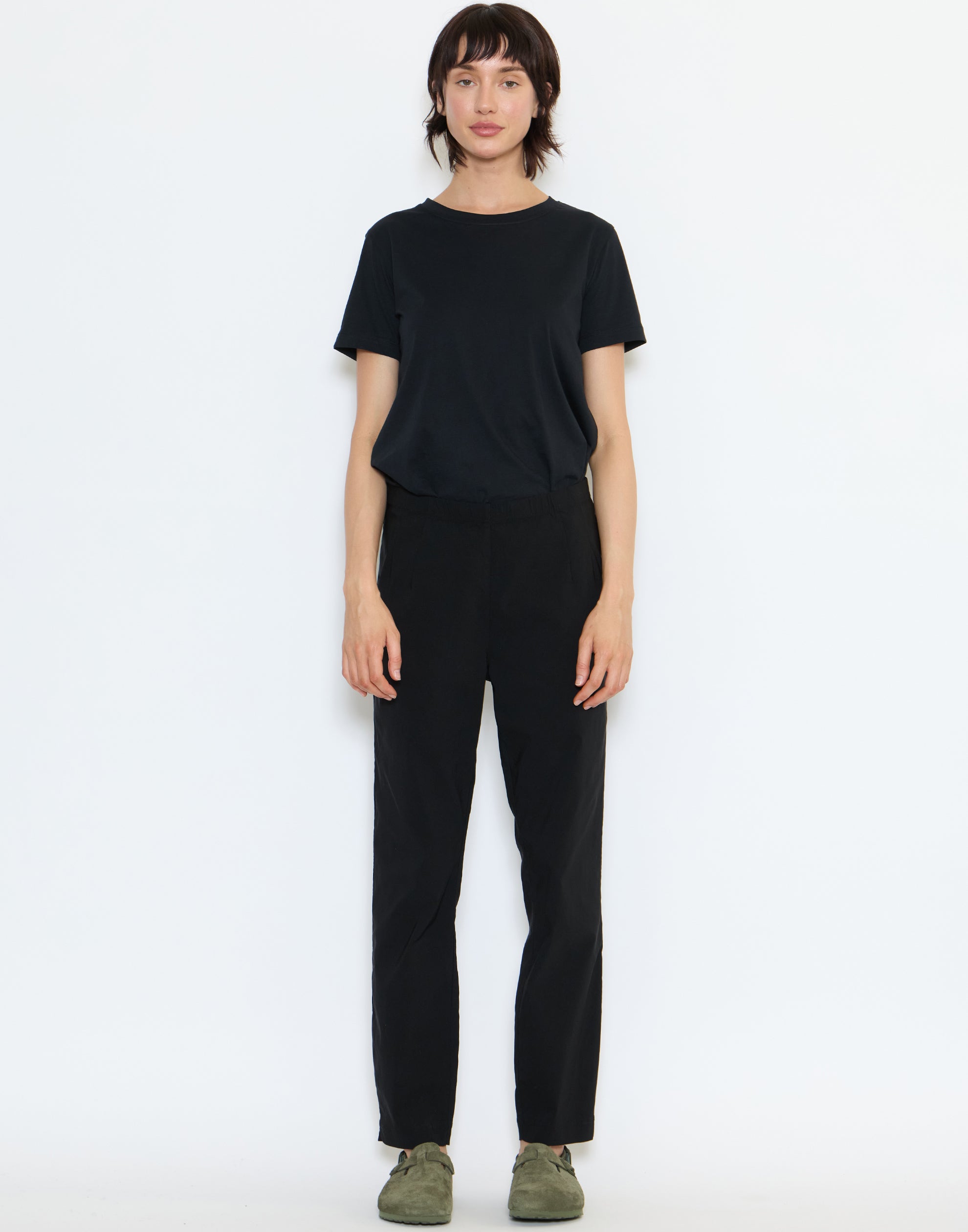Black Viscose Blend Stretch Pants