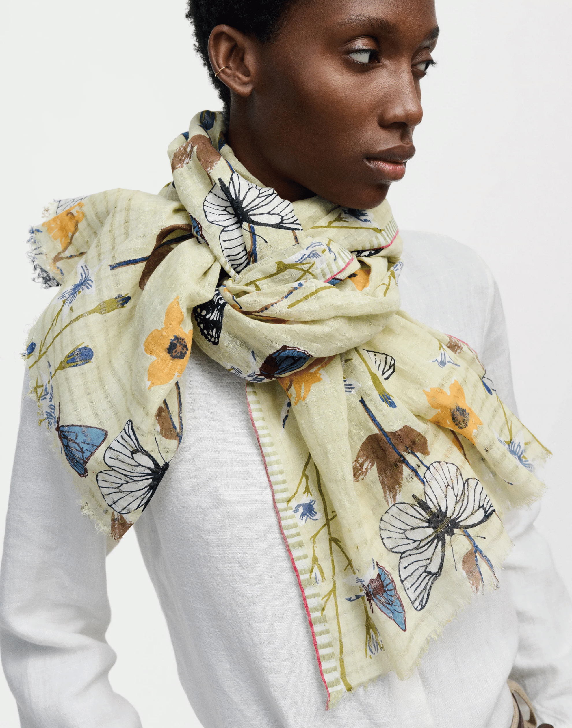 Lichy Butterflies Linen & Cotton Scarf