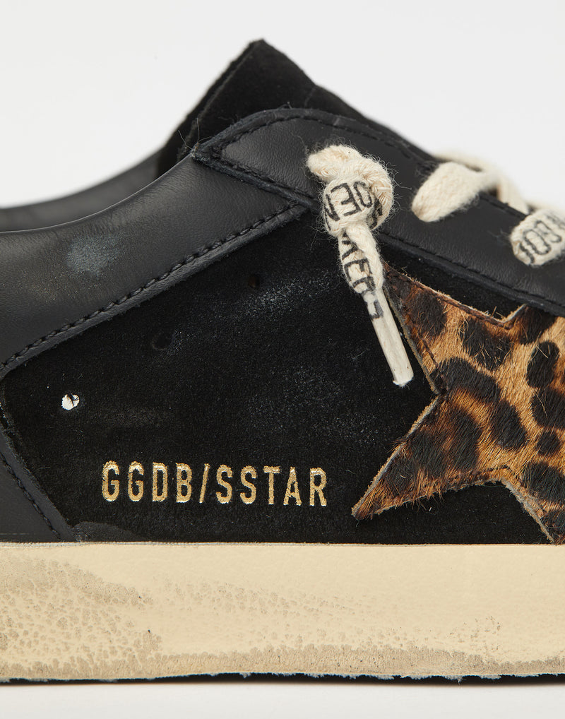Black & Leopard Superstar Sneakers