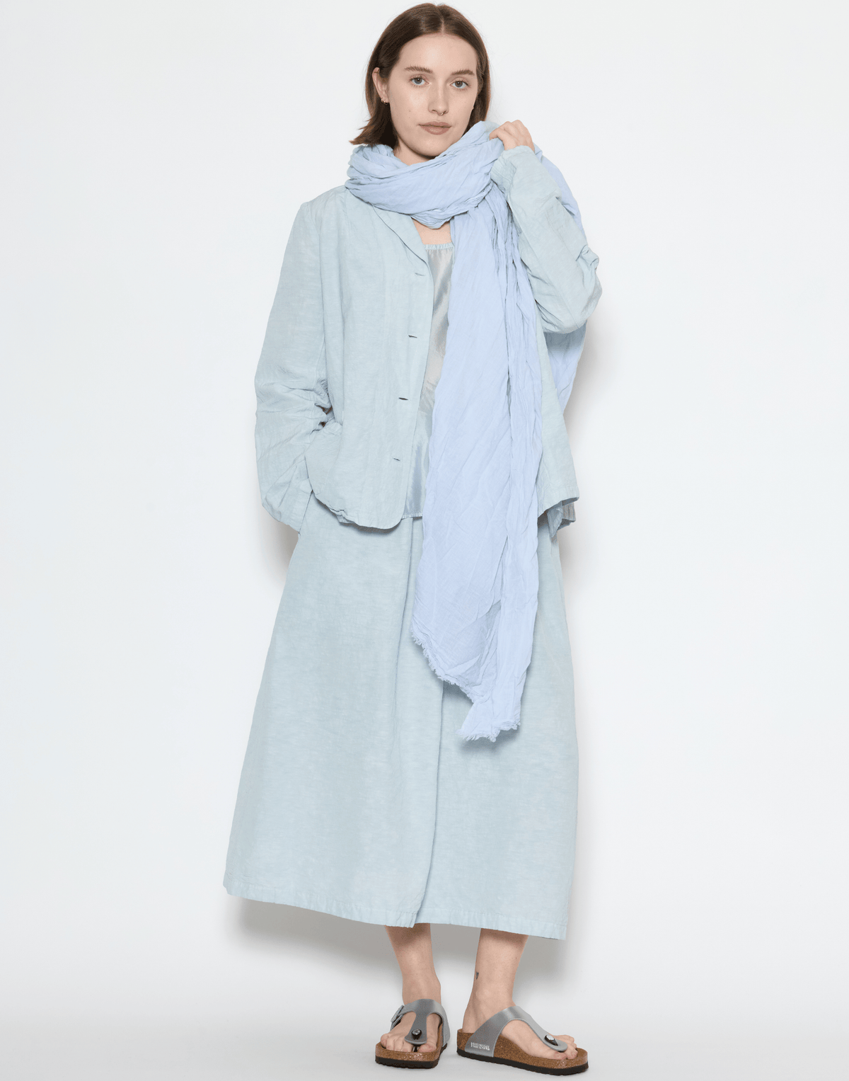 Moonish Blue Linen Viscose Chaka Skirt