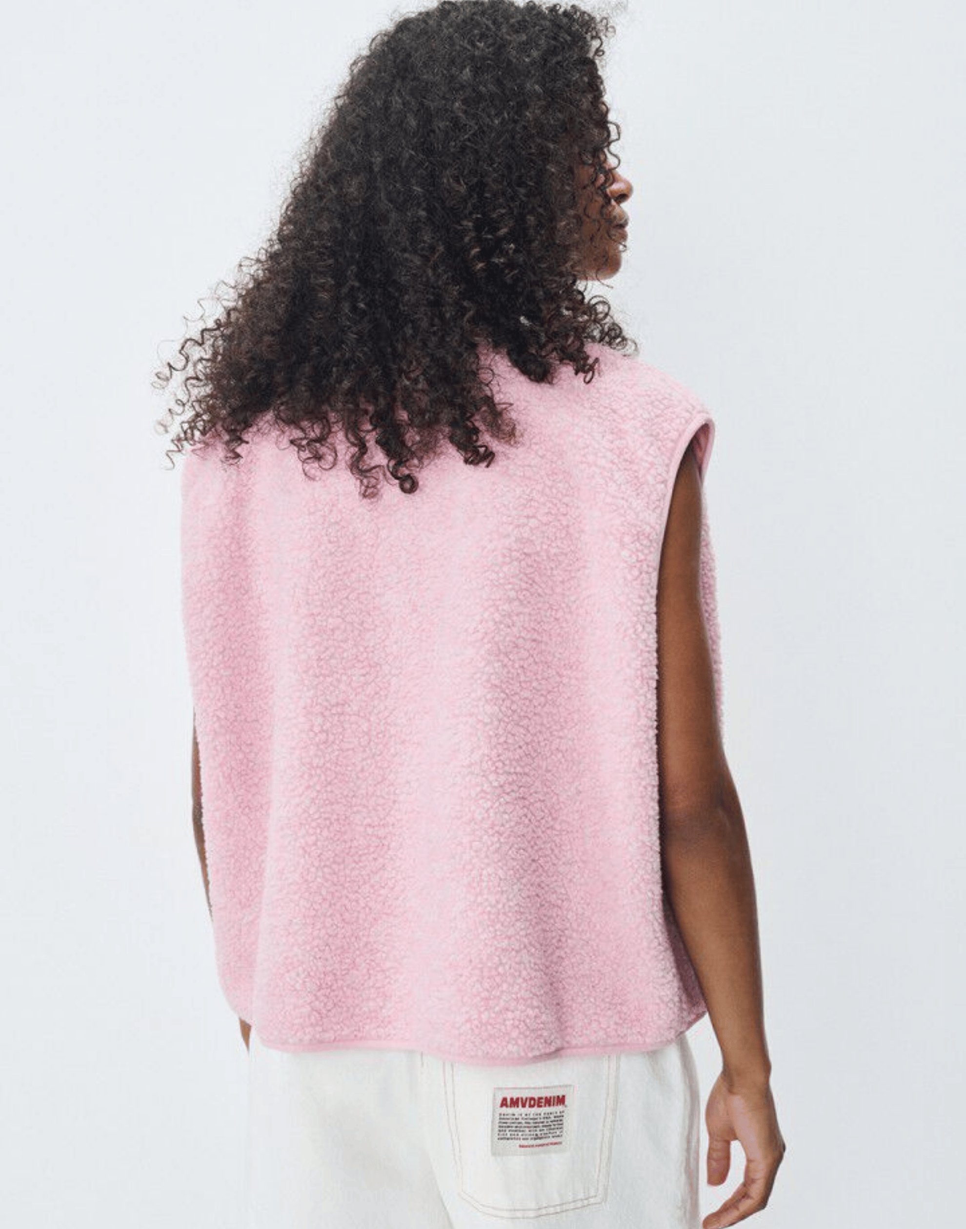 Light Pink Melange Faux Shearling Hocktown Vest