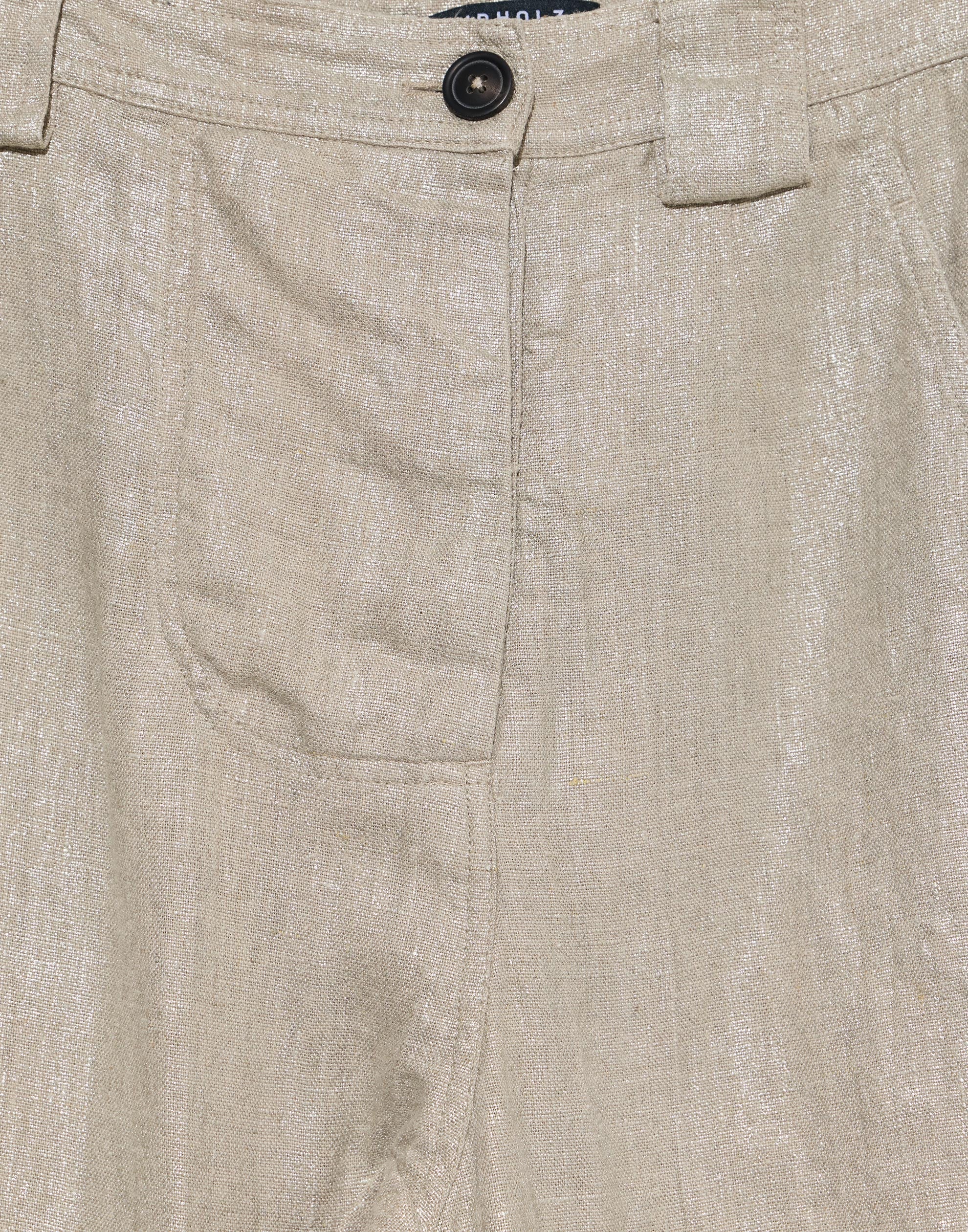 Natural Beige Sparkle Linen Trousers