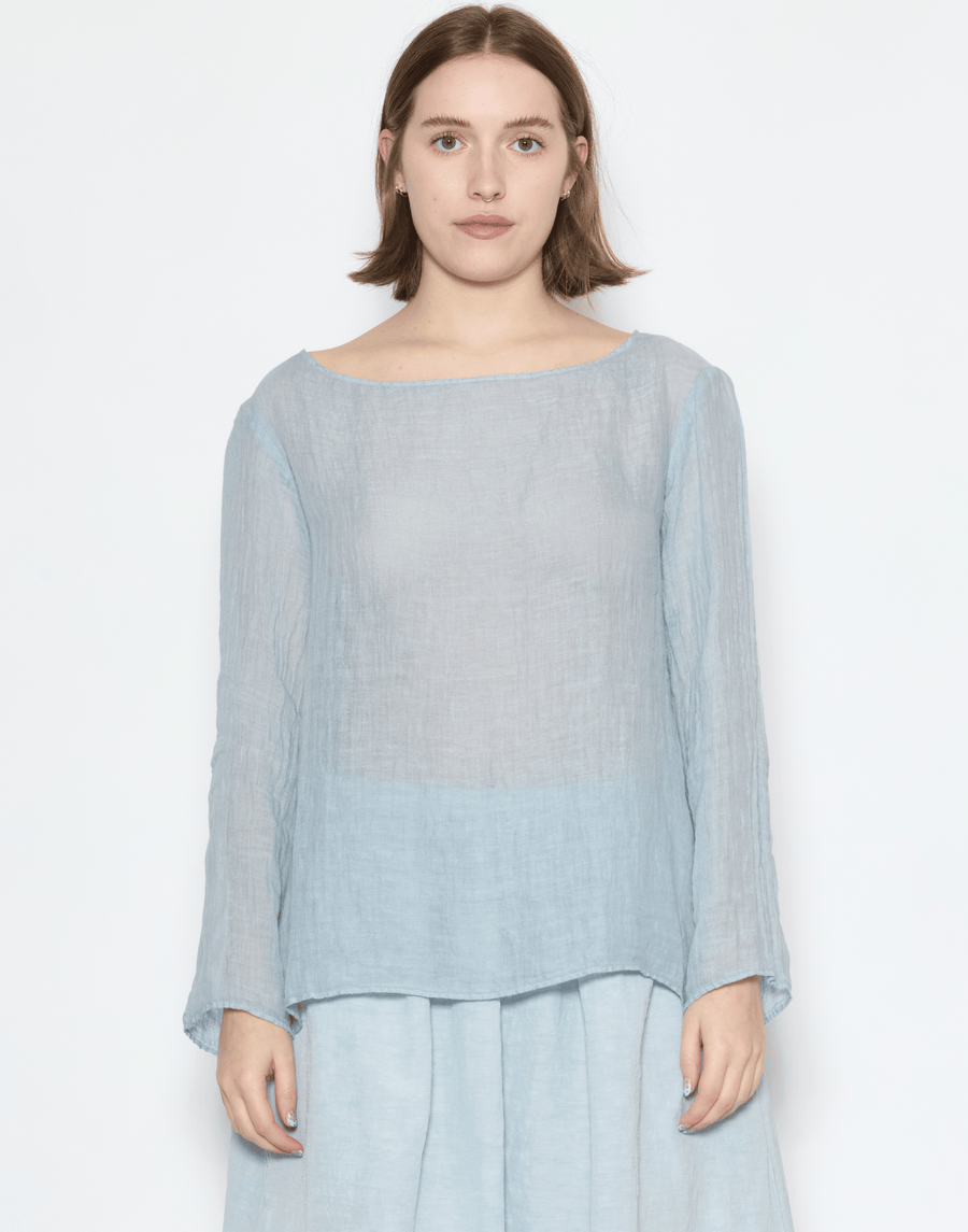 Moonish Blue Linen Voile Yilin Top