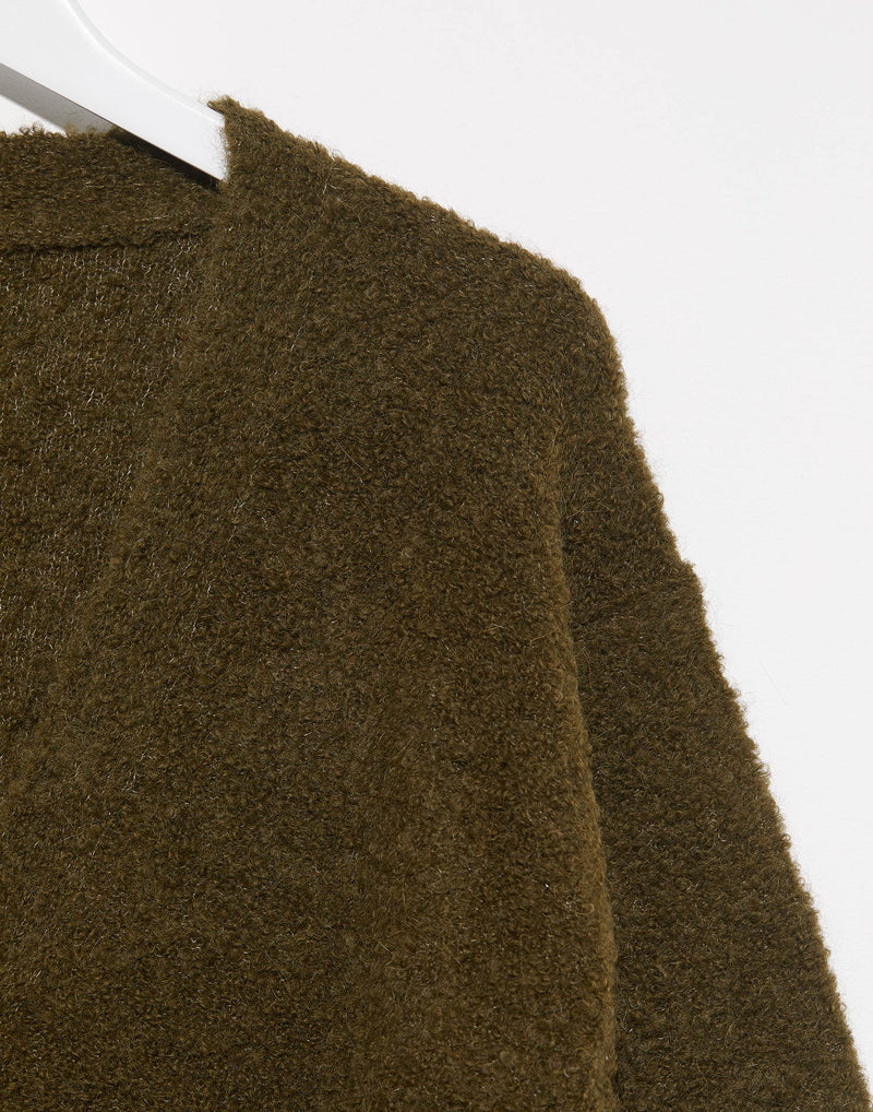 Khaki Alpaca Blend V Neck Cardigan