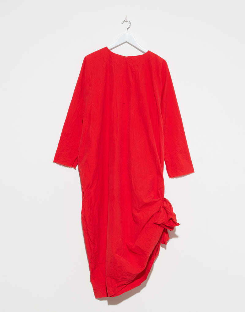 Red Washed Cotton Luciana Note Dress