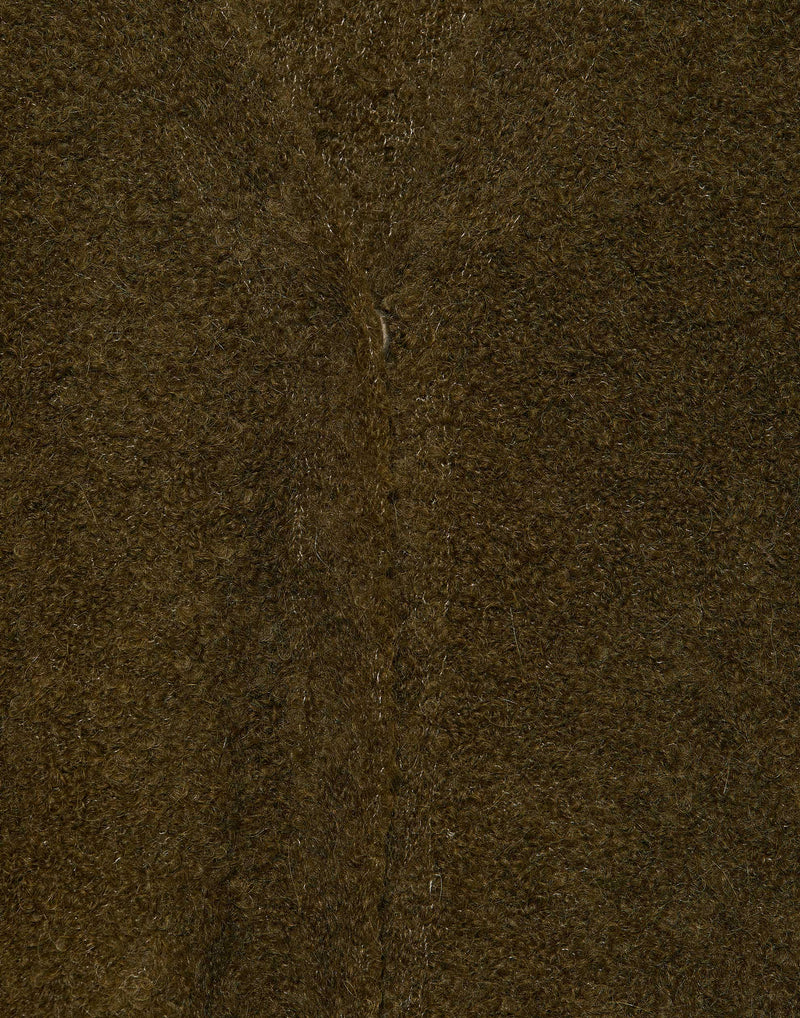 Khaki Alpaca Blend V Neck Cardigan