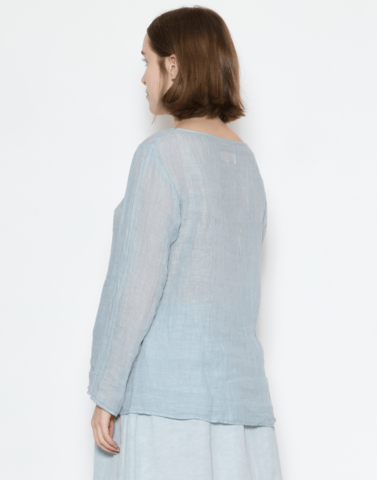 Moonish Blue Linen Voile Yilin Top