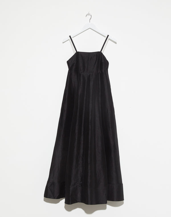 Black Linen & Silk Lillian Apron Dress