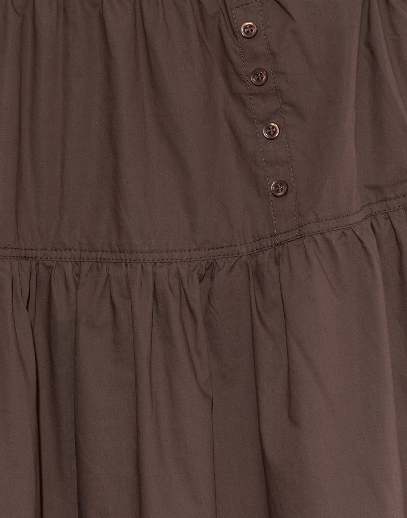 Chocolate Cotton Button Skirt