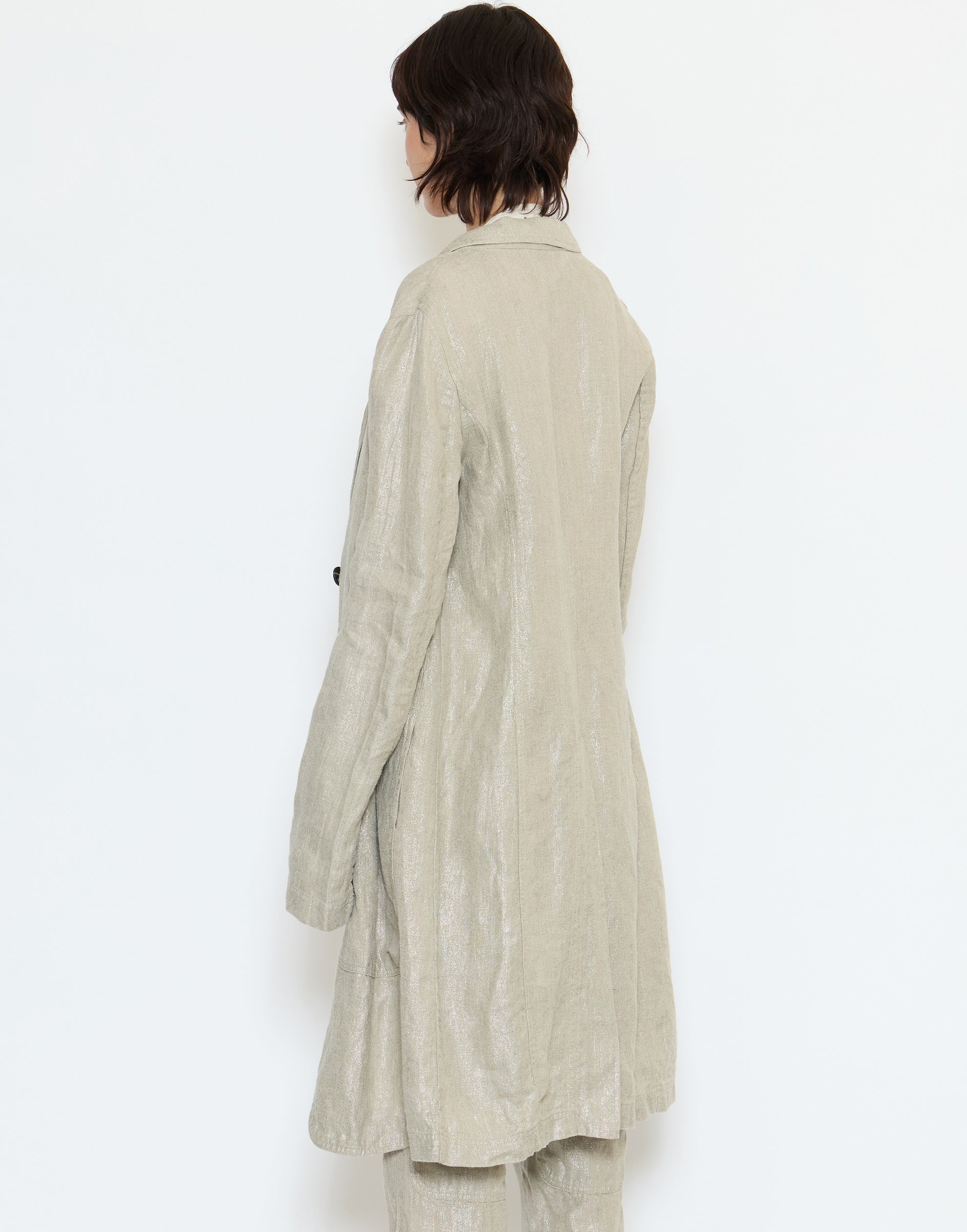 Natural Beige Sparkle Linen Coat