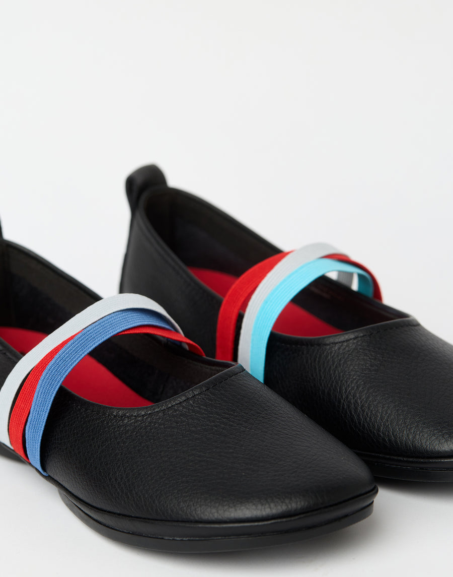 Black Leather ‘Twins’ Ballerinas