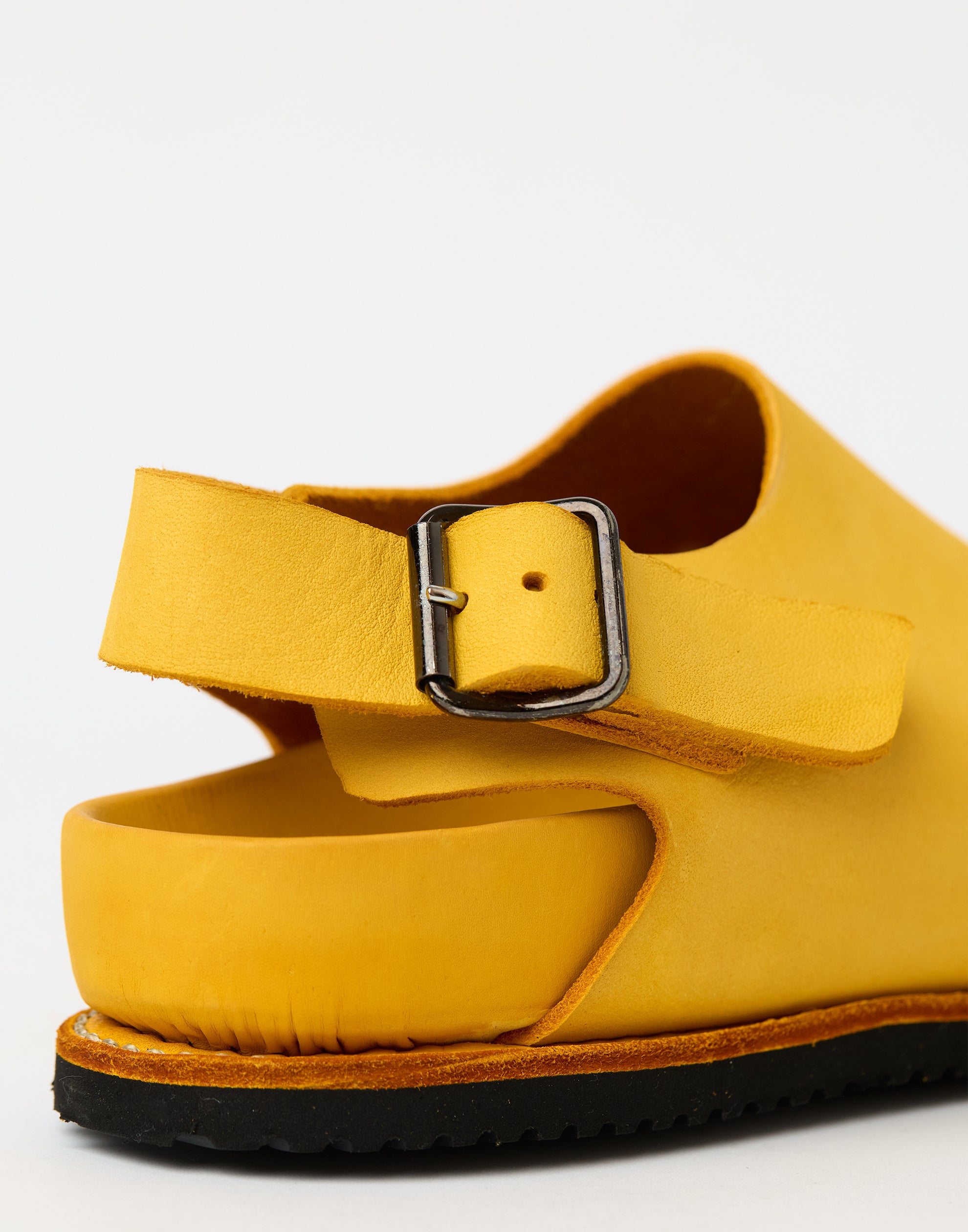 Yellow Leather Buckle Loafers