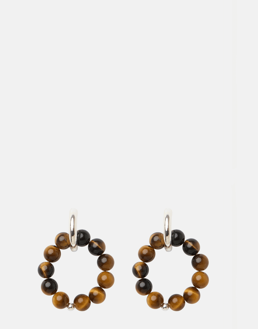 Tiger Eye & Silver Romain Earrings