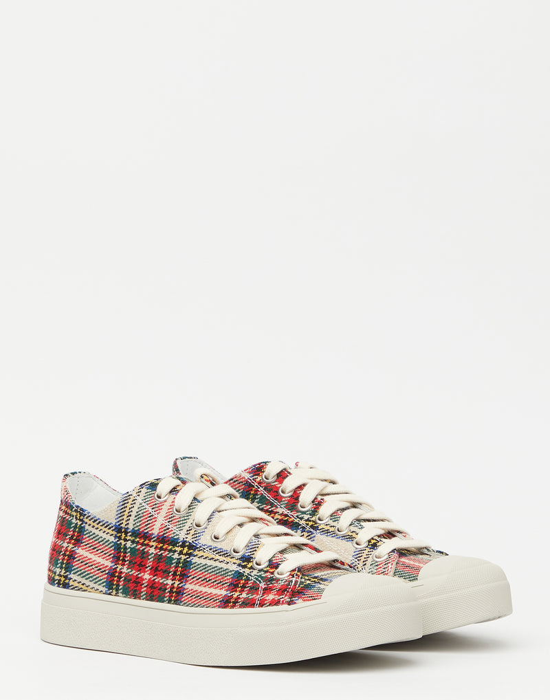Red Tartan Wool Folk Sneakers