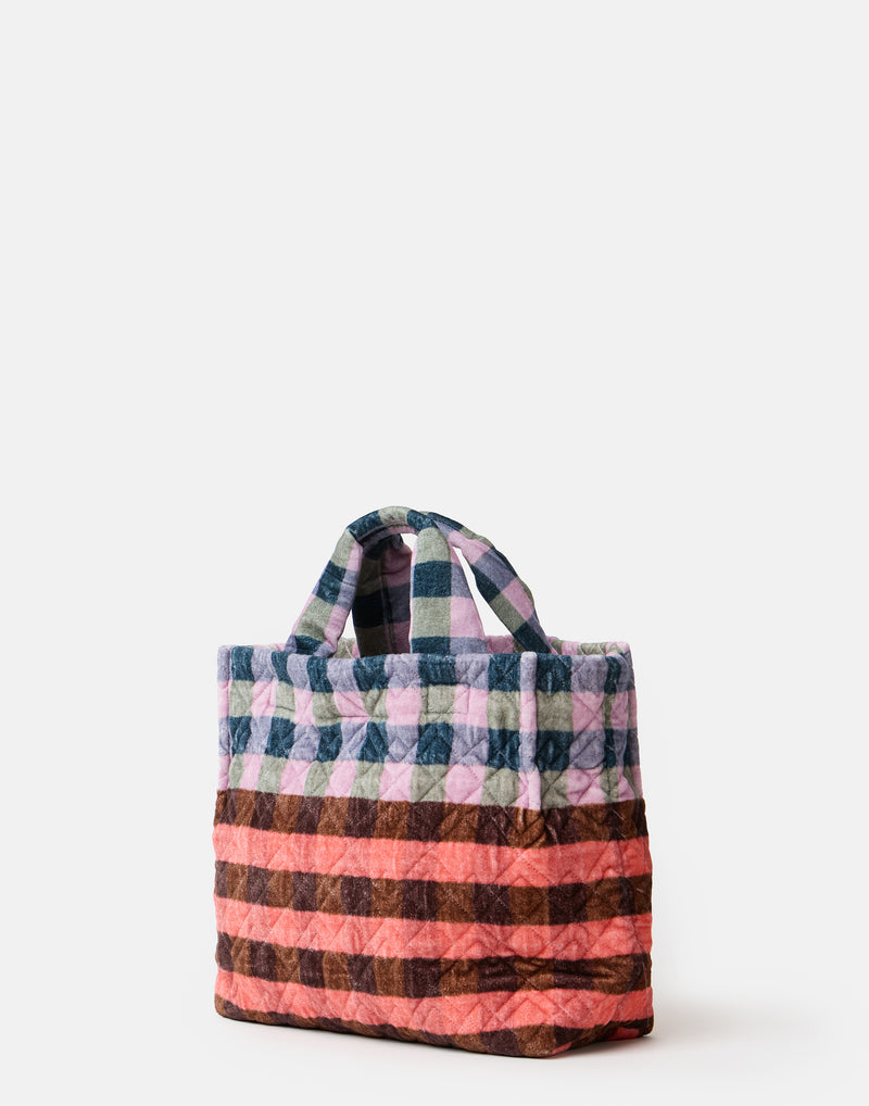 Red & Pink Medium Cotton Velvet Tote