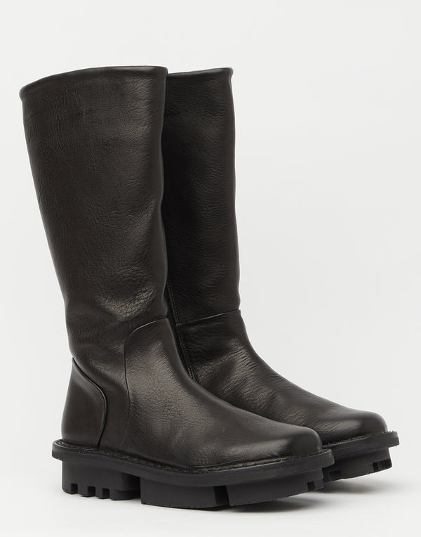 Black Leather Mid Height Sanft Boots
