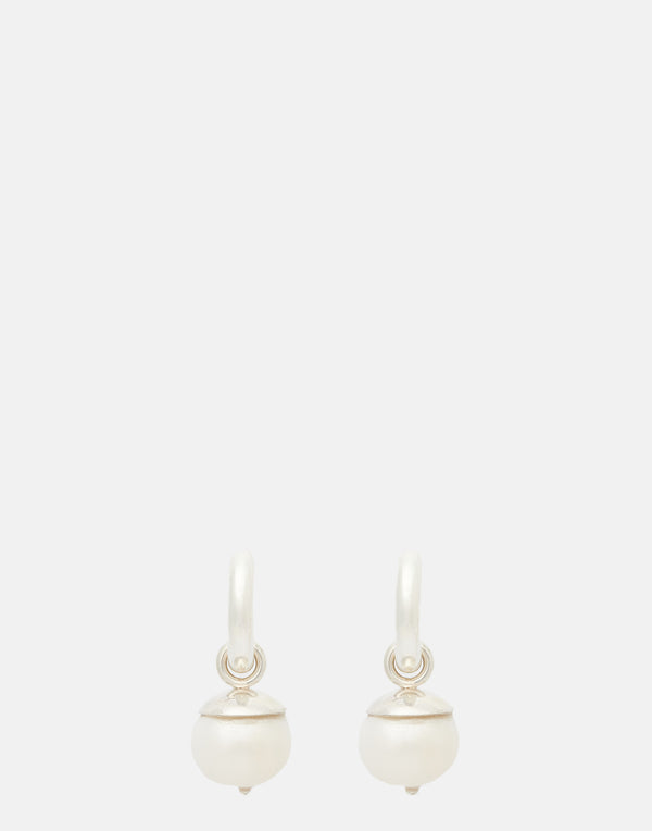Silver & Pearl Daffodil Earrings