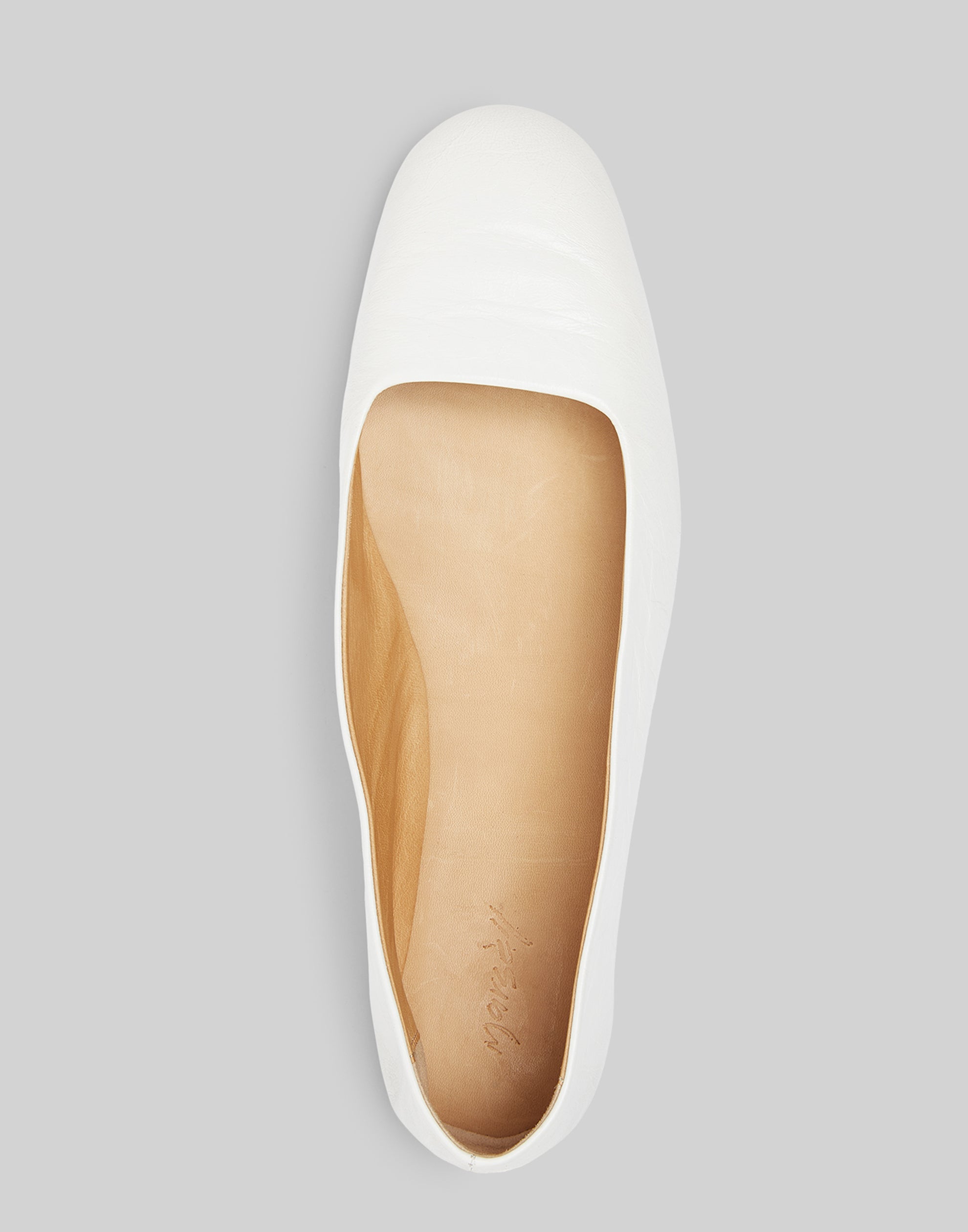 White Leather Distesa Ballerina Shoes