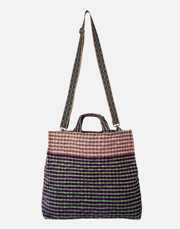 Green & Pink Large Cotton Velvet Tote