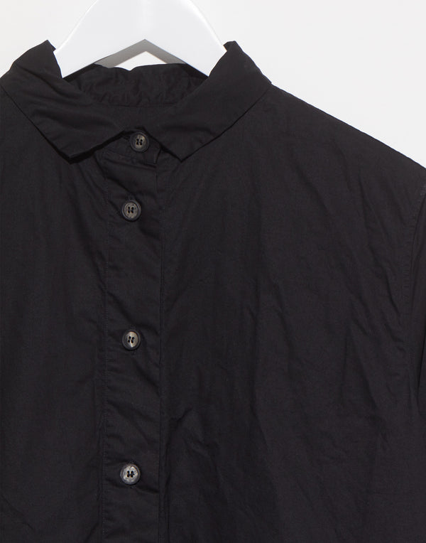 Black Cotton Poplin Shirt Dress
