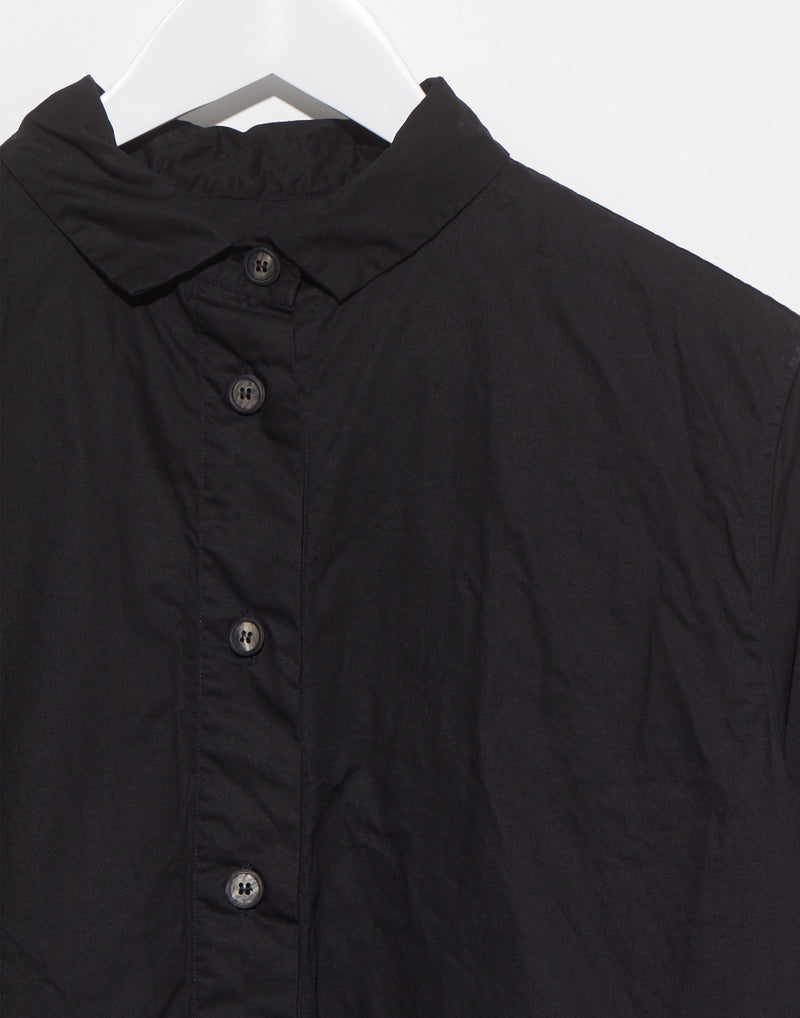 Black Cotton Poplin Shirt Dress
