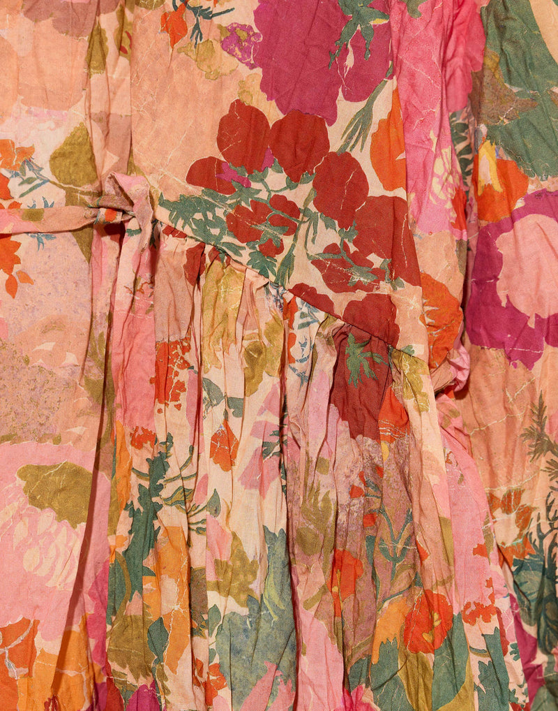 Orange & Pink Floral Cotton Newpride Lavato Dress