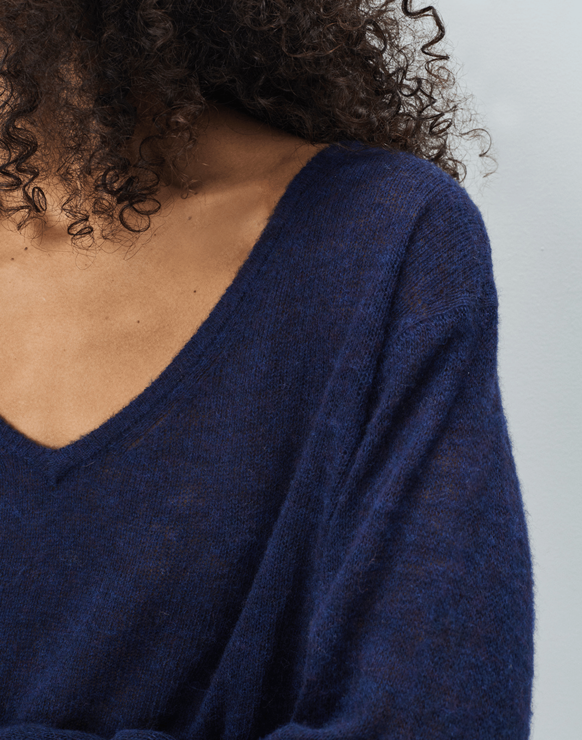 Navy Wool Cashmere Blend Dumy Pullover