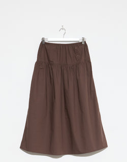 Chocolate Cotton Button Skirt