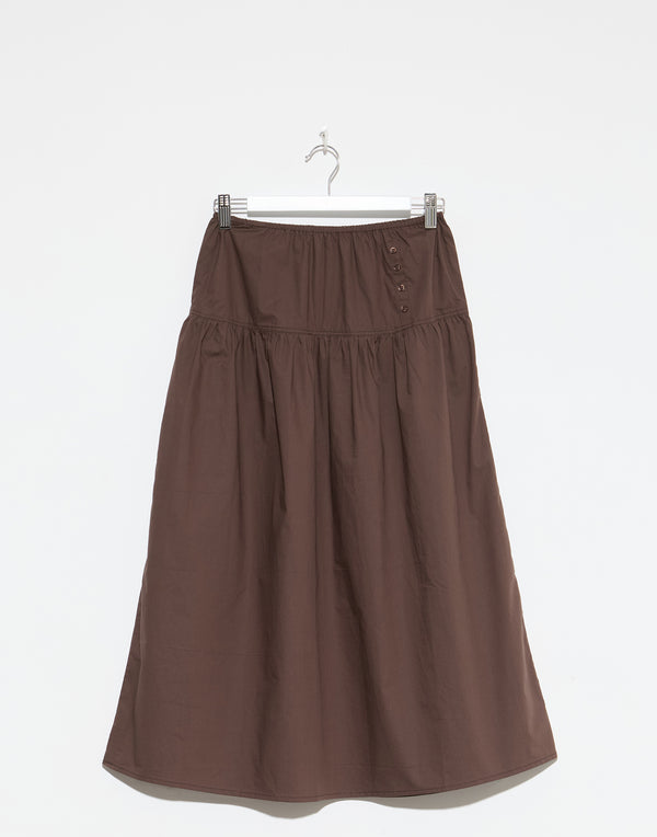 Chocolate Cotton Button Skirt