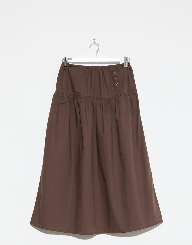 Chocolate Cotton Button Skirt
