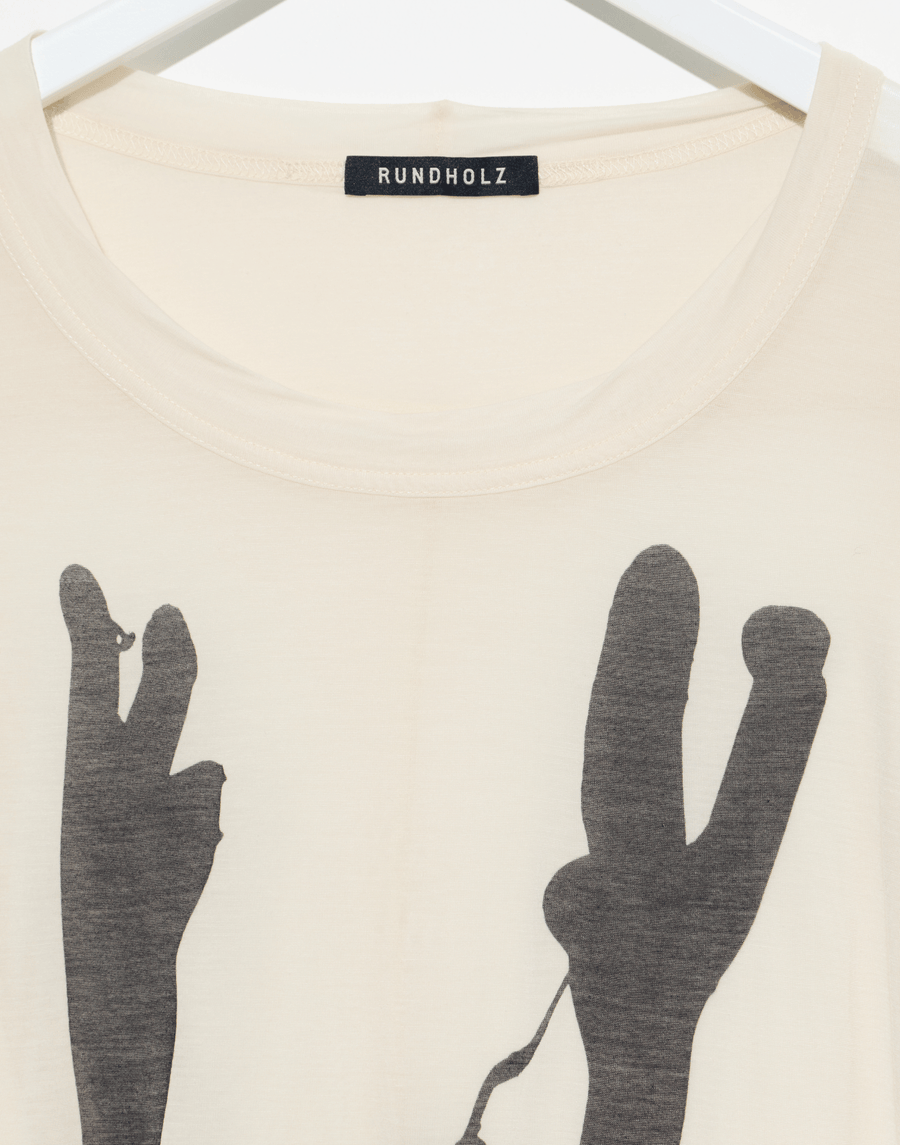 Bone Black Print Lyocell & Silk T-Shirt