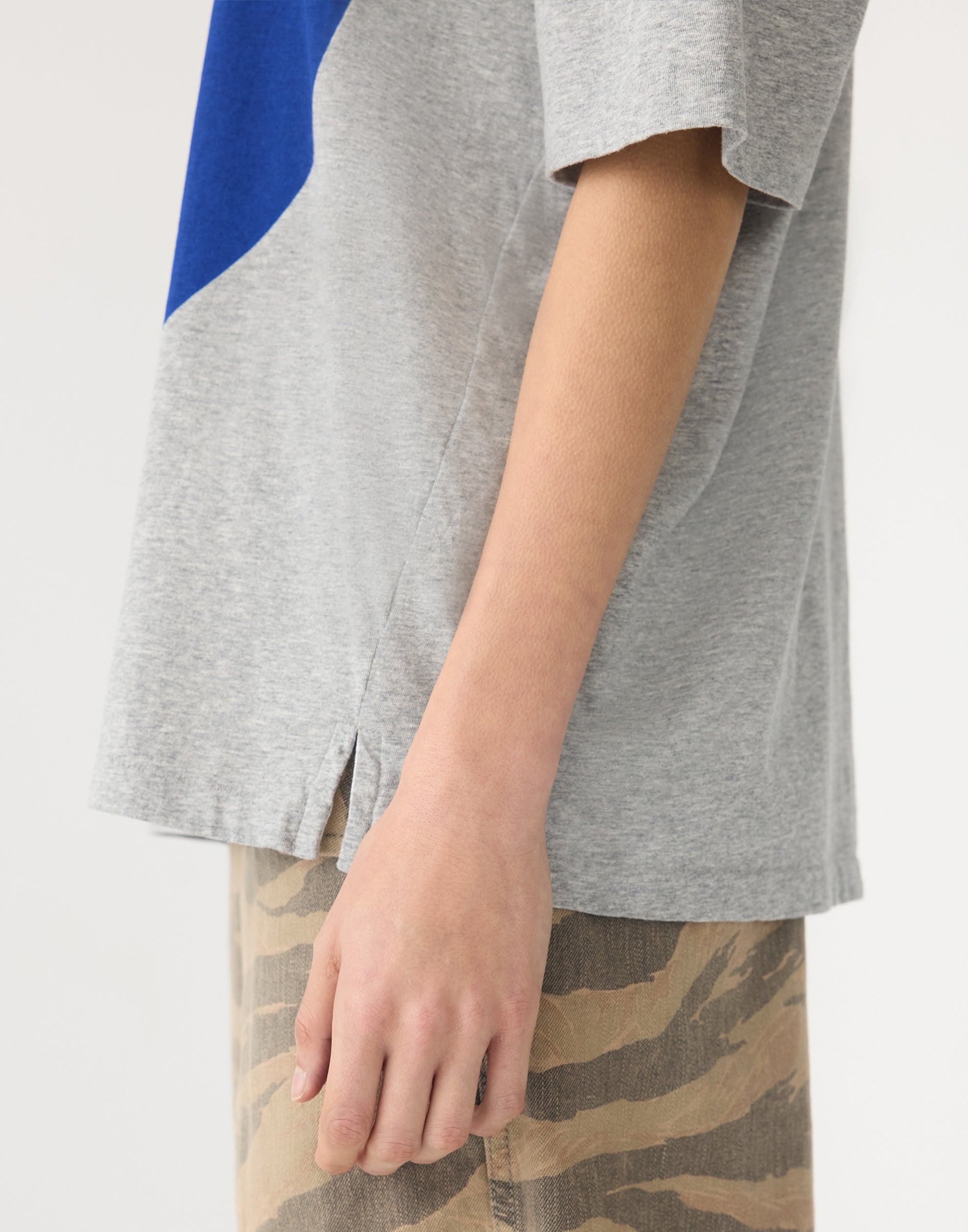 Grey & Cobalt Blue Cotton Slouch Dot T-Shirt