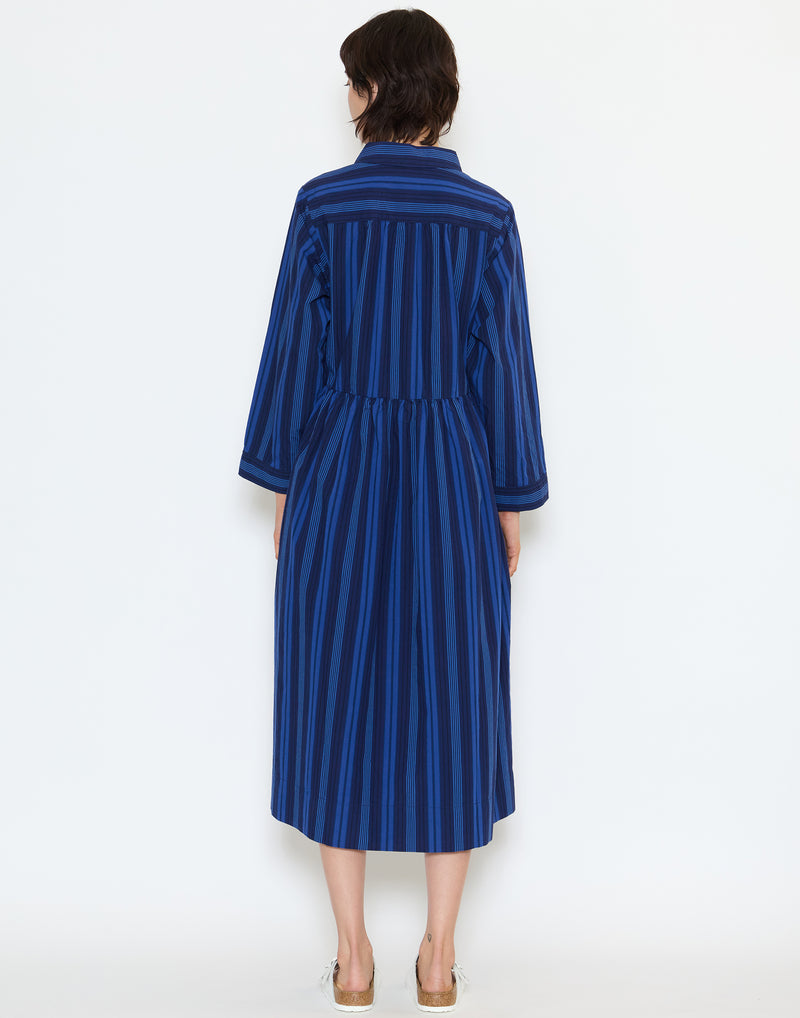 Royal Blue Stripe Poplin Shirt Dress