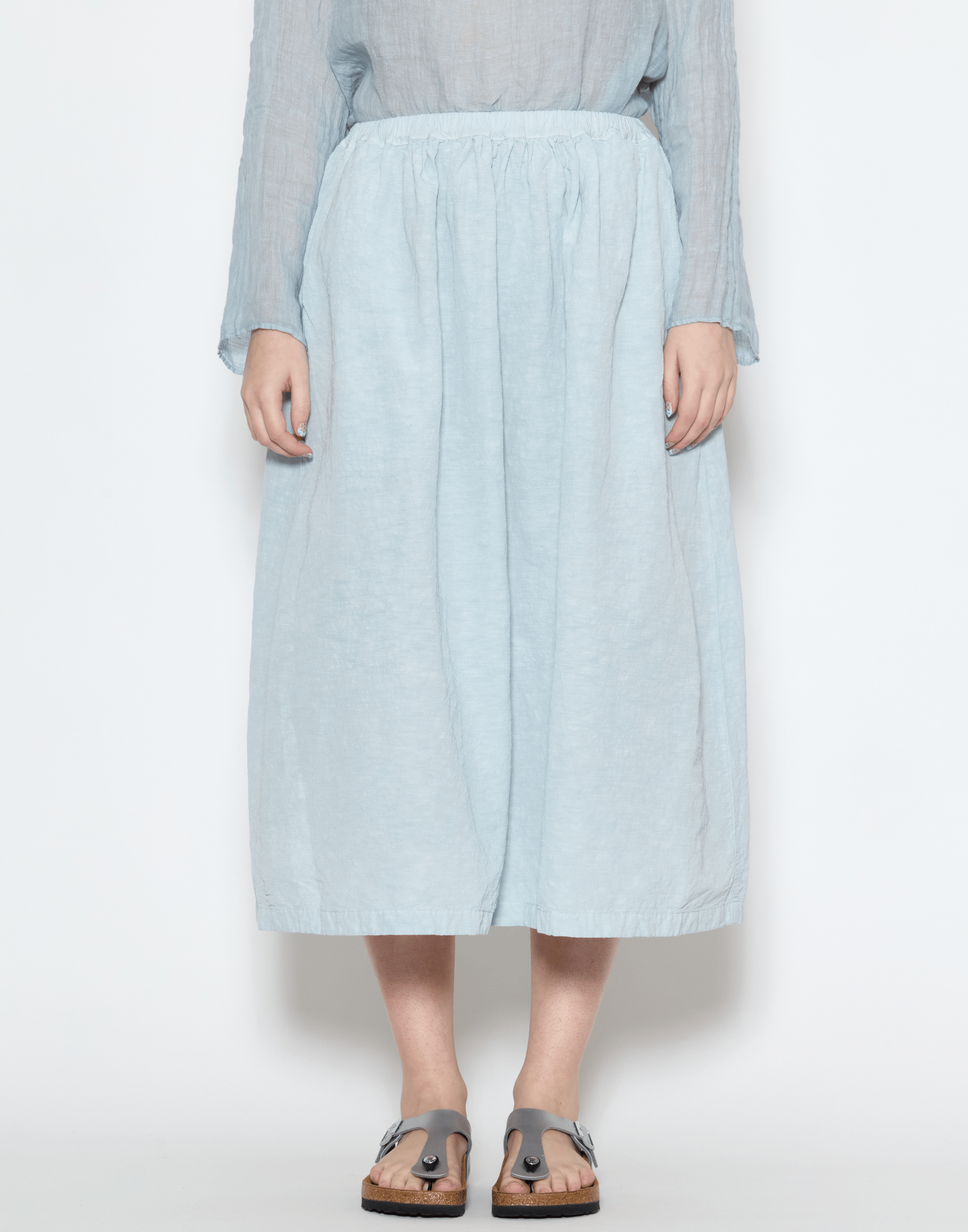 Moonish Blue Linen Viscose Chaka Skirt