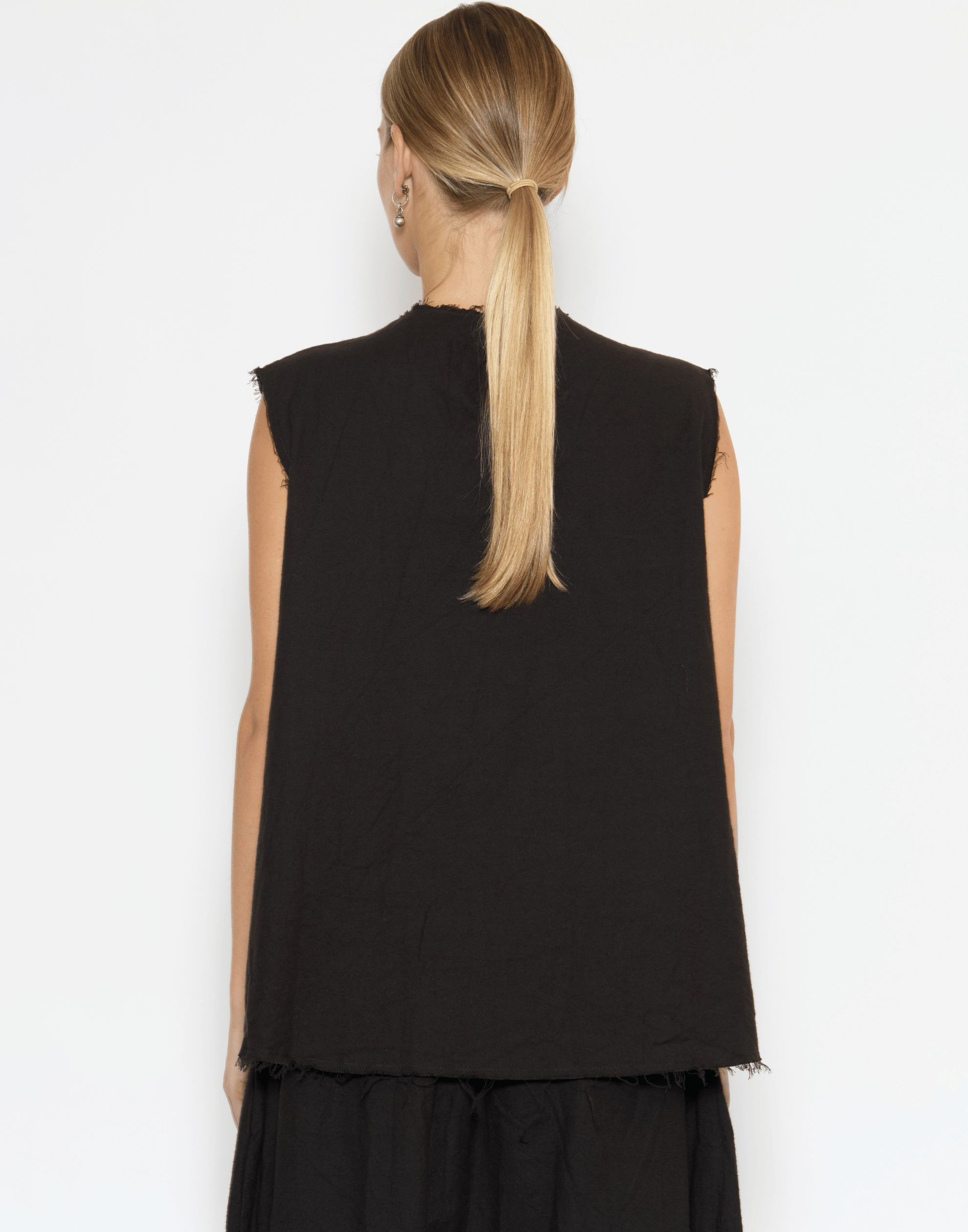 Bitter Chocolate Cotton Flannel Sleeveless Top
