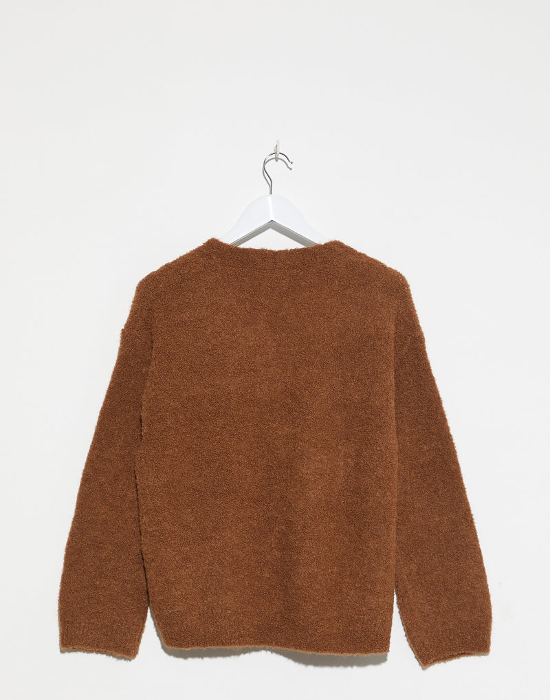 Caramel Alpaca Blend V Neck Cardigan