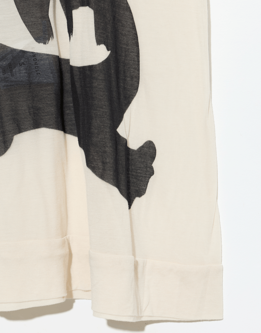 Bone Black Print Lyocell & Silk T-Shirt