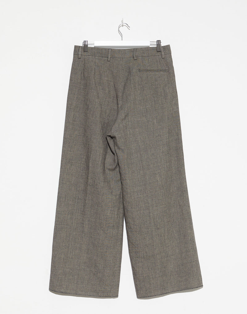Grey Wool & Linen Wide Leg Farmer Pants