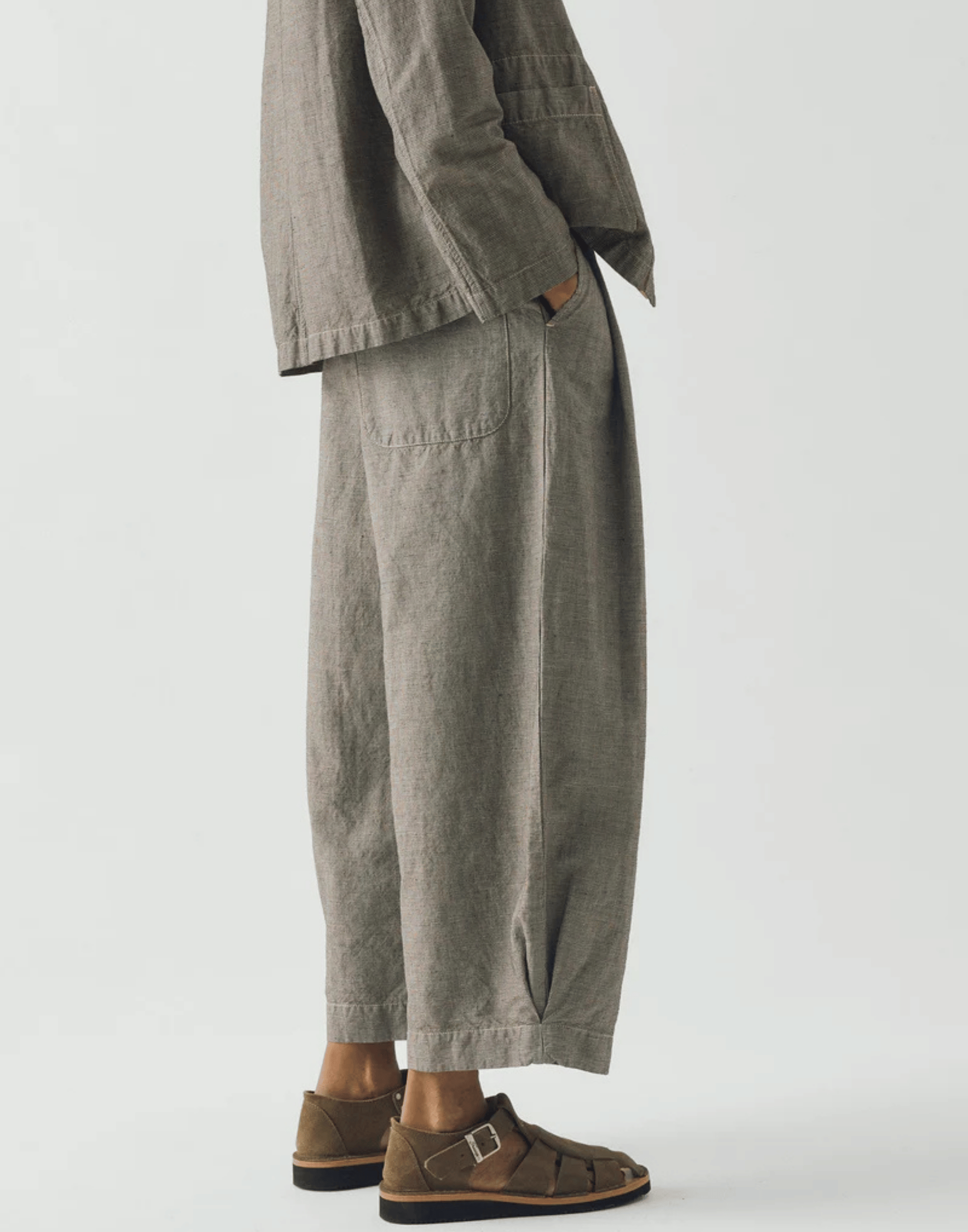 Micro Houndstooth Cotton & Linen Trousers