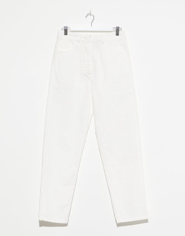 Off White Cotton & Linen Marianne Jeans