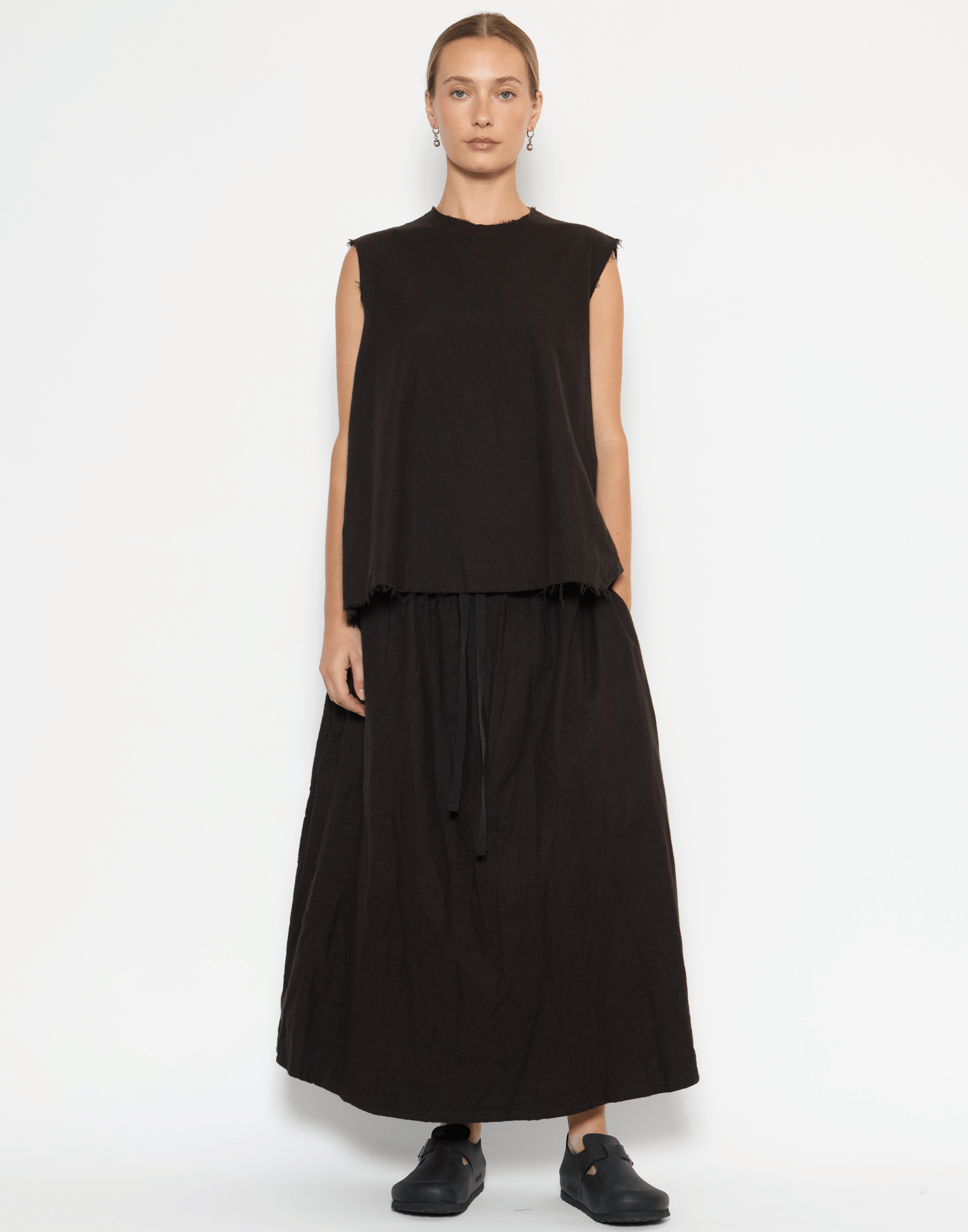 Bitter Chocolate Cotton Flannel Skirt