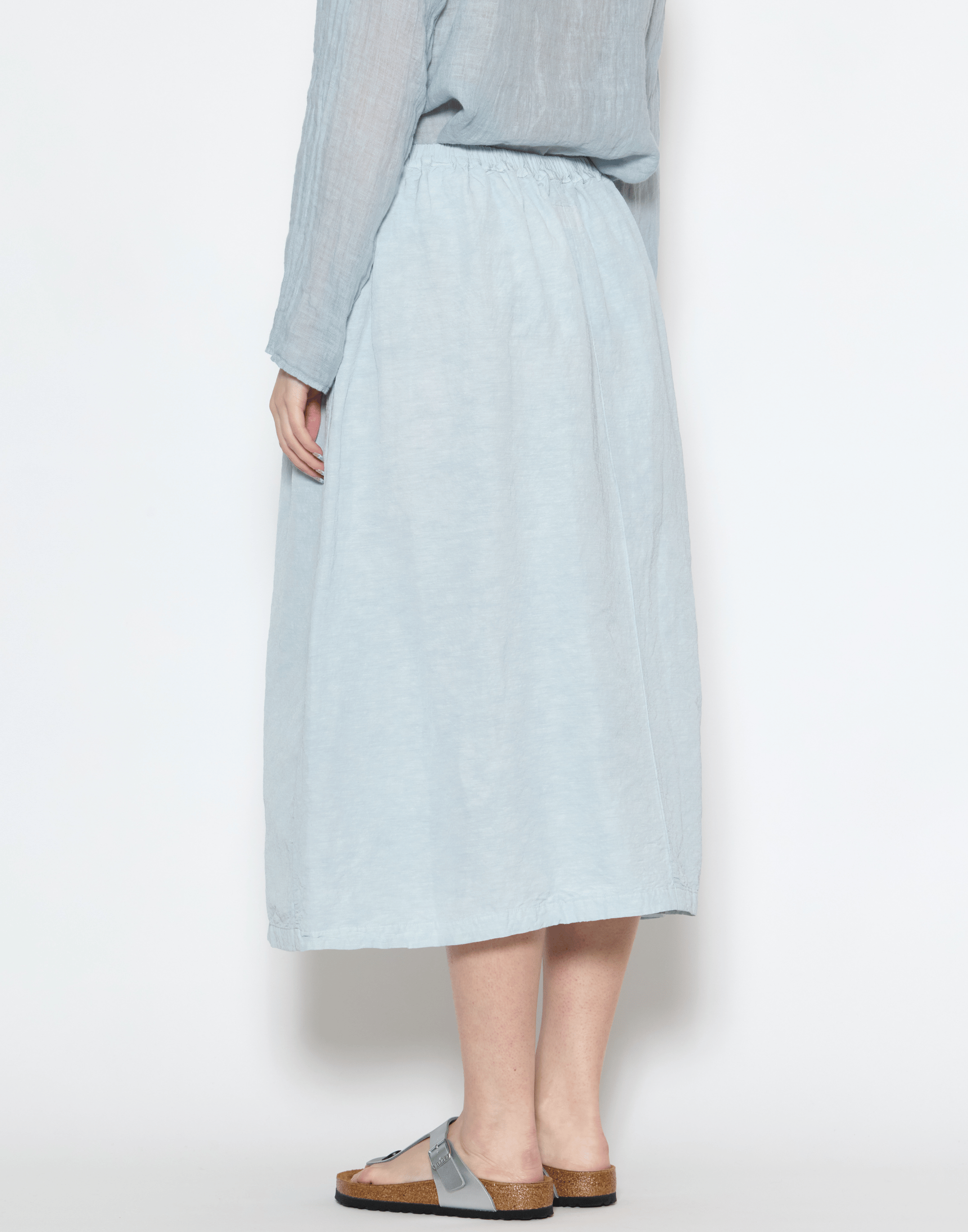 Moonish Blue Linen Viscose Chaka Skirt
