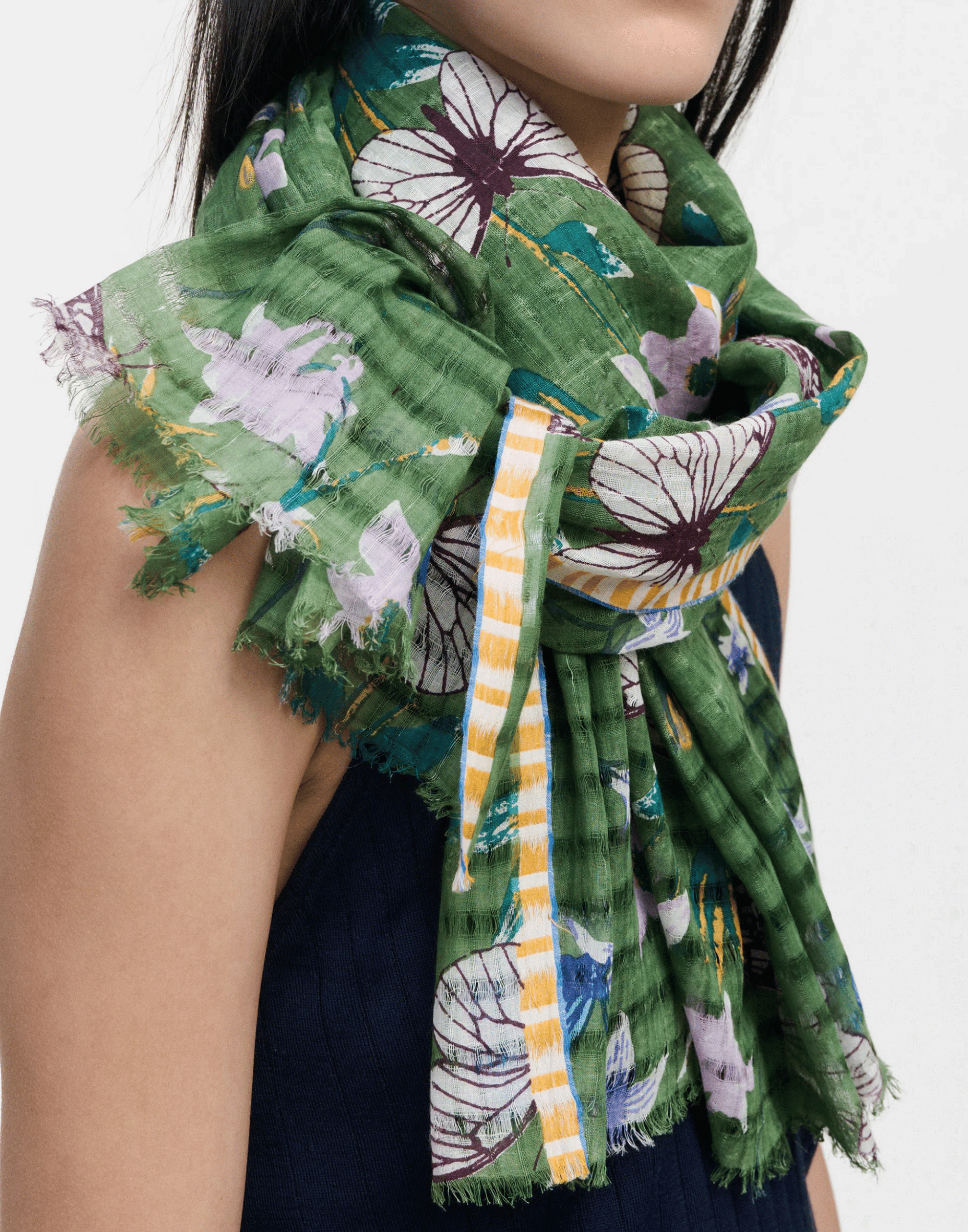 Pine Butterflies Linen & Cotton Scarf