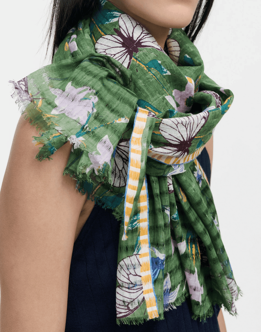 Pine Butterflies Linen & Cotton Scarf