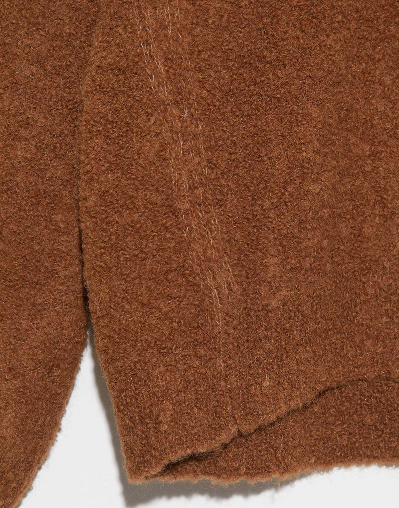 Caramel Alpaca Blend V Neck Cardigan